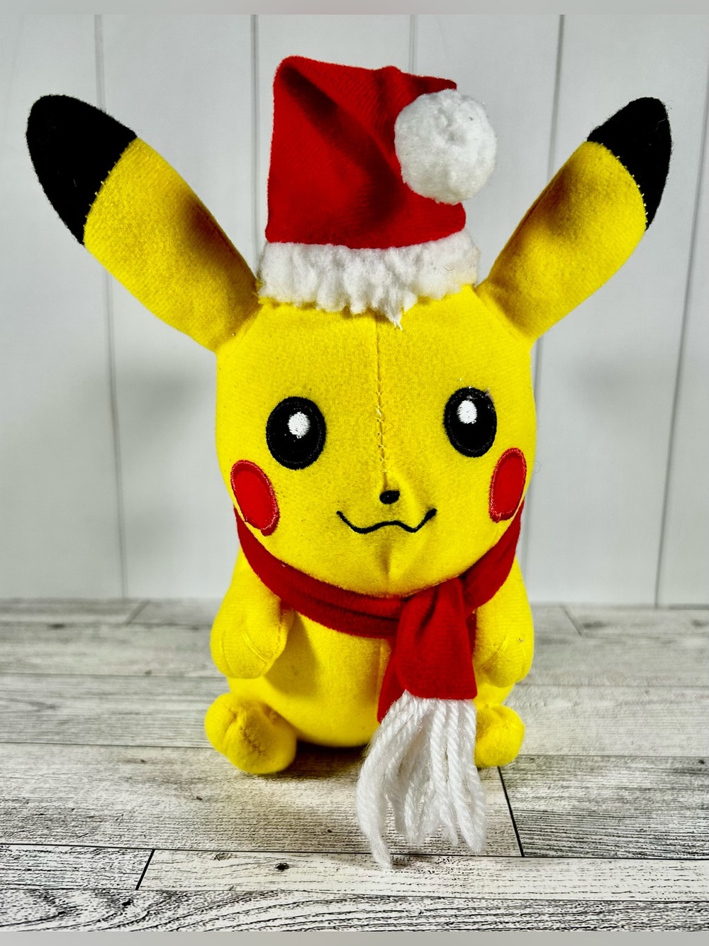 Pokemon Pikachu Plush Toy with Red Santa Hat and Scarf Excellent Condition
